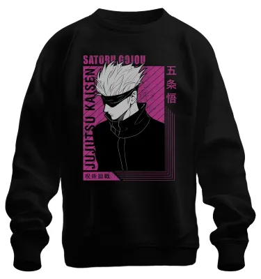 Produktbild von Satoru Gojo Jujutsu Kaisen weiße Haare Augenbinde Fan Sweatshirt Pullover, Schwarz, L