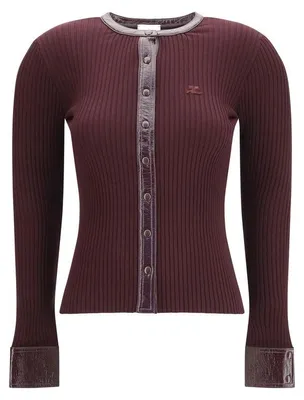 Immagine prodotto di Cardigan Courrèges in viscosa, color borgogna