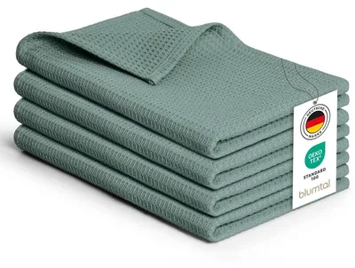 Immagine prodotto di Omgoods - Set di 4 strofinacci da cucina Blumtal - 100% cotone, 50x70 cm - Assorbenti e lavabili