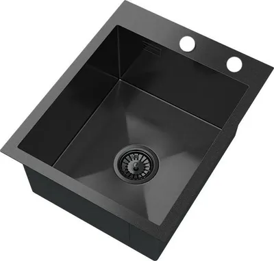 Produktbild von Granitan | Stahlspüle - Spülbecken 1-Kammer - 39,8x49,8 cm - Rechteckig - Schwarz - mit Siphon - Bari