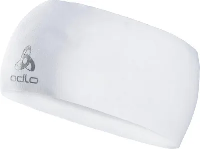 Weißes Odlo Move Light Stirnband mit grauem Logo auf der linken Seite