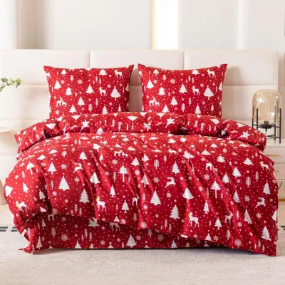 Produktbild von Bettwäsche-Set 200x200 cm "Christmas Elegance" Rot und Weiß