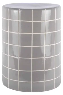 Immagine prodotto di Leitmotiv - Tavolino Retro Tiles High - Grigio chiaro - Ø33 cm