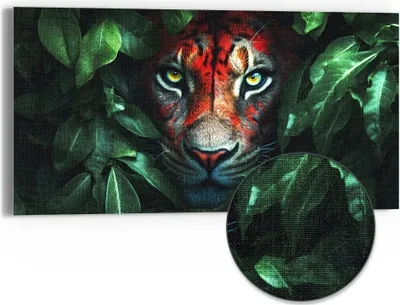 Produktbild von DEQORI Hybrid Leinwand Bild 60x30 cm 'Dschungelblick' Wandbild Glas flach modern