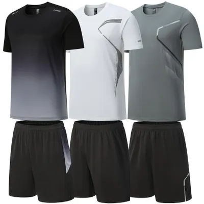 Immagine prodotto di BOOMCOOL: Abbigliamento sportivo da uomo, magliette da allenamento, completi, confezione da 3, ideali per la corsa