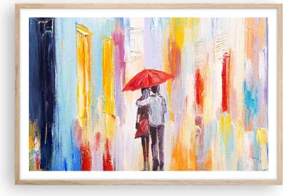 Produktbild von Gerahmtes Poster - Rahmen in heller Eiche - Liebhaber Regenschirm - 91,5x61 cm - Wand Bild - Wanddeko - Wandbilder - Wandposter - Bilderrahmen - Bilder - Kunstdruck - Wandbild - P2NAA91x61-3692
