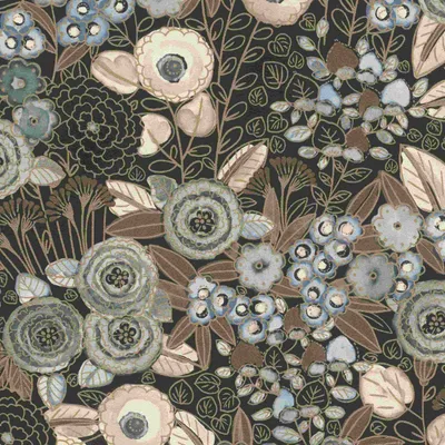 Produktbild von Vliestapete 868913 Tapete Blumen Floral 53 x 1005 cm Rasch Symphony Schwarz Beige