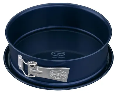 Produktbild von Dr. Oetker Springform Ø 24 cm BACK-LIEBE EMAILLE, Backform mit schnitt- & kratzfestem Flachboden mit Emaille-Versiegelung, runde Kuchenform mit Ring aus Stahlblech (Farbe: Blau)