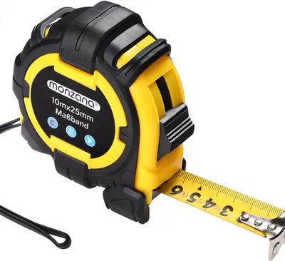 Produktbild von MONZANA® Maßband 10m Rollmeter magnetisch verschiebbarer Endhaken Bandmaß Autorollsystem mit Feststeller & Gürtelklemme