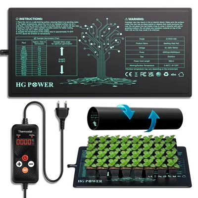 Produktbild von Heizmatte Pflanzen Heizmatte Anzuchtmatte - 53 x 25 cm - 55 W - Mit Thermostat - Wasserdicht - Für Keimlinge