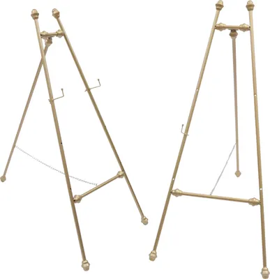 Produktbild von 2 kusy podlahového stojanu Kovová sada 50x62x118cm Uvítací znamení s nastavitelnými háčky Stojan na stojan (zlatý) pro svatební párty Rekvizity Dekorace na pozadí