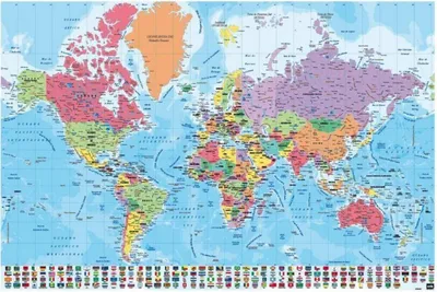 Immagine prodotto di Poster mappa del mondo pt fisica politica