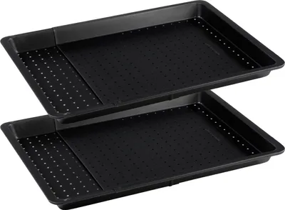 Image de Lot de 2 plaques à pizza rectangulaires perforées extensibles 37 à 52 x 33 cm Zenker Black Metallic