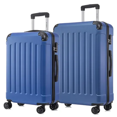 Produktbild von Suitcase Set, Rollkoffer Handgepäck, Kofferset, mit 4 Rollen 360°, Hartschalenreise Zahlenschloss, Weicher Gummigriff (2er Set, L&XL, Saphirblau)