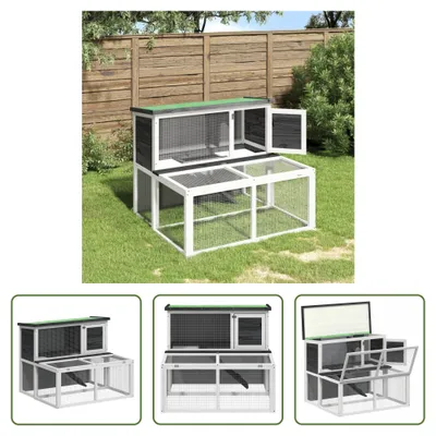 Obrázok produktu pre The Living Store králikáreň sivá 102x90x84,5 cm masívne borovicové drevo