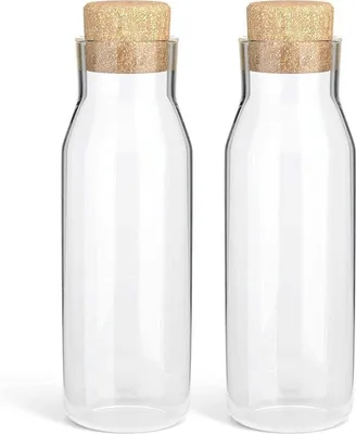 Produktbild von Glaswasserflaschen 1 Liter transparenter Karaffen für kalte Getränke, herstellbare Waschzubehörpotten