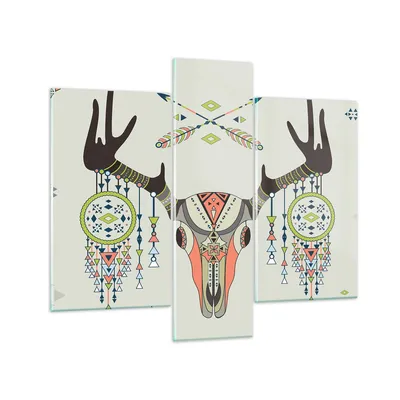 Produktbild von Bilder auf glas - Hirsch Mandala Spiritualität wild - 95x80cm - Glasbilder - Wandbilder - Kunstdruck - zum Aufhängen bereit - Wanddekoration aus Glas - Glas Bilder - Wandbild auf Glas - GCB95x80-3154