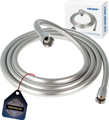 Produktbild von tecuro PREMIUM Brauseschlauch 1,60 m, verdrehsicher, silberglatt, KTW-BWGL