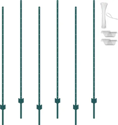 Obrázok produktu pre sada 6 plotových stĺpikov 182,88 cm - Kovové stĺpiky na oplotenie pasienkov - Robustné plotové stĺpiky pre optimálnu stabilitu - Plotové stĺpiky pre pozemky a záhrady