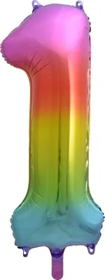 Image de Ballon XL chiffre 1 multicolore arc-en-ciel 85 cm