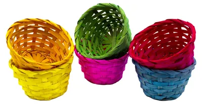 Produktbild von EDUPLAY 200155 Bambus Körbchen, Ø 14,5 x 8,5 cm, mehrfarbig, 6-teilig (1 Set)