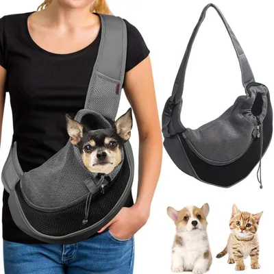 Image de Sac de transport pour chiots et chats, réglable, respirant, noir, 42x13x28 cm