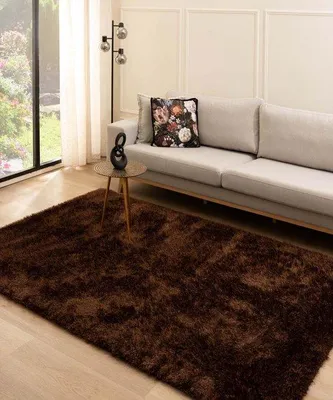 Productafbeelding van Unyqoos® Hoogpolig tapijt Posh – Velourslook, bruin, 140 x 200 cm, 50 mm poolhoogte, hoogwaardig polyester (zachte touch), zachte glans