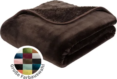 Produktbild von liebling Kuscheldecke Cashmere Feeling 180 x 220 cm, Schoko, Premium Sofa Decke, dicke warme Wohndecke, 500 gr. / m²