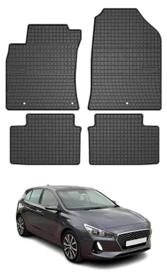 Imagen del producto de Alfombrillas de goma para Hyundai i30, modelo 2016-2025, color negro, juego de 4 piezas