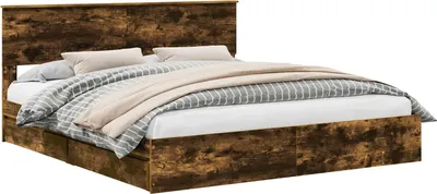 Obrázok produktu pre Úložná posteľ Dymová dub 180 x 200 cm Kompozitné drevo