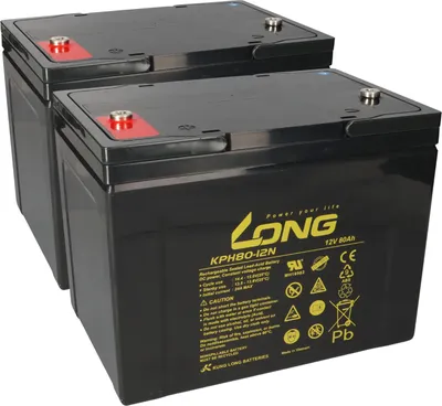 Produktbild von Ersatzakku für Seniorenmobil Elektromobil AS E 450 F 2x Kung Long Bleiakku KPH80-12N M6 12V 80Ah zyklenfest