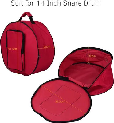 Productafbeelding van Compacte tas voor bekkens, rugzakhoes met schouderband, buitenzakken, accessoires voor muziekinstrumenten, rood