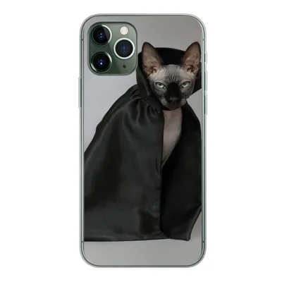 Produktbild von MuchoWow® Handyhülle Schutzhülle Hülle für iPhone 11 Pro Katze - Umhang - Schwarz Silikon Softcase Handy Hülle - Handy
