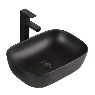 Obrázok produktu pre Keramické umývadlo Black Matt 46X32 cm Montáž na dosku Veľké