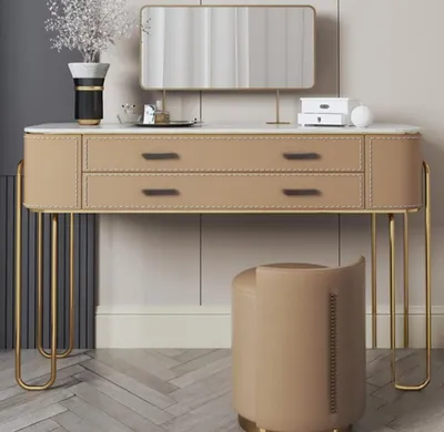 Produktbild von Brauner Frisiertisch Designer Schminktisch mit Schubladen Luxus Möbel