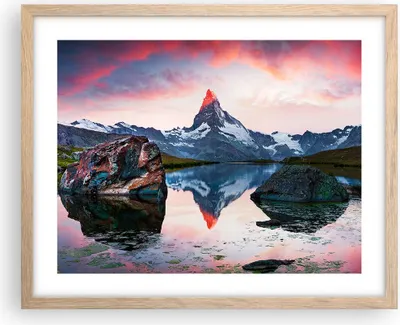 Produktbild von Gerahmtes Poster - Rahmen in heller Eiche - Berge Felsen Wasser - 50x40 cm - Wand Bild - Wanddeko - Wandbilder - Wandposter - Bilderrahmen - Bilder - Kunstdruck - Wandbild - P2NAA50x40-3892