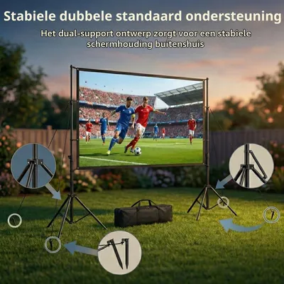 Produktbild von Projektionsschirm mit Standardfuß – 120 Zoll Größe – Leinwandmaterial – Tragbarer Beamerbildschirm