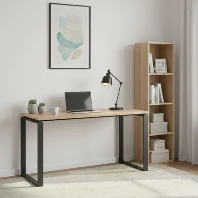 Image de Arignano - Bureau, 150x60x76h cm Chêne Marron, Structure Grise