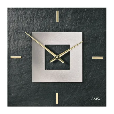 Image de Horloge murale à quartz AMS Ardoise naturelle