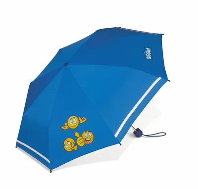 Produktbild von Scout Kinder-Taschenschirm mit reflektierenden Streifen Emoji Blue