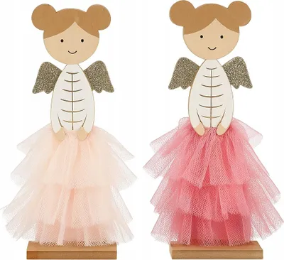 Imagen del producto de Figura navideña, ángel rosa con purpurina, 31 cm, 1 unidad