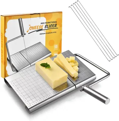 Produktbild von Edelstahl Käseschneider, 6 Stahl Drähte, Robustes Käsemesser für Käse, Butter und Gänseleber, Küchenzubehör