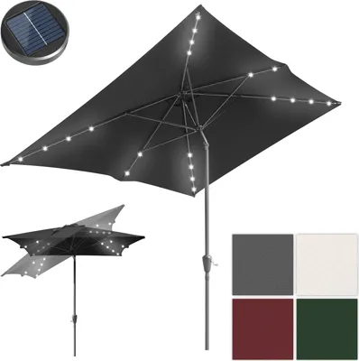 Zdjęcie produktu dla Hengda Parasol balkonowy 210 x 140 cm, prostokątny, z możliwością pochylania i regulacji wysokości za pomocą korby, szary
