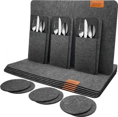 Produktbild von Famanu Filzuntersetzer Set 3-in-1 - Grau
