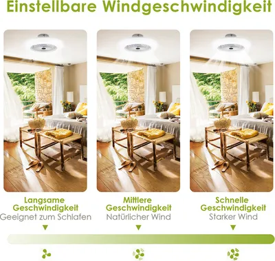 Produktbild von karpal 80W Deckenventilator mit Beleuchtung, Einstellbare Windgeschwindigkeit und Farbtemperatur, Luefter-Deckenleuchte mit Fernbedienung Wohnzimmer Schlafzimmer Esszimmer Fan Lampe LED, 2700K-6500K