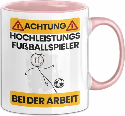 Produktbild von Fußballspieler Tasse Geschenk Lustiger Spruch Geschenkidee für Fußballspieler Achtung Hochleistungs Fußballspieler Bei Der Arbeit (Rosa)