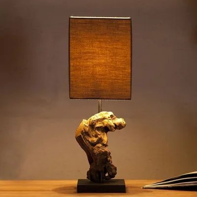 Produktbild von cagü: Unikat Tischlampe MEDAN Braun aus Treibholz handgefertigt 45cm Höhe