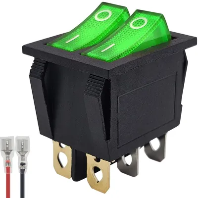 Produktbild von ProRide Doppel-Wippschalter ON/OFF mit Kabel, 3-polig, Grün, 250 V/16 A
