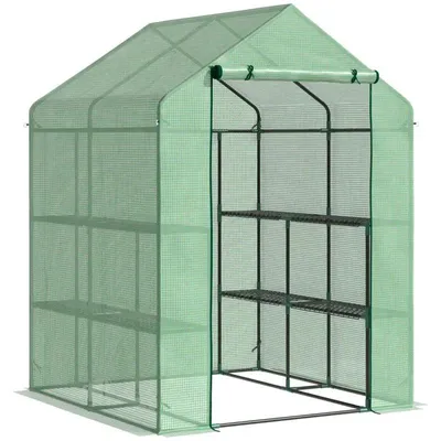 Immagine prodotto di Serra in plastica con scaffali - Serra da montare | Colore: Verde | Dimensioni: 138x143x190 cm
