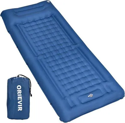 Productafbeelding van Camping slaapmat, 12 cm dik opblaasbaar matras met kussen en voetpomp, ultralicht luchtbed, slaapmatten voor wandelen, reizen, dik